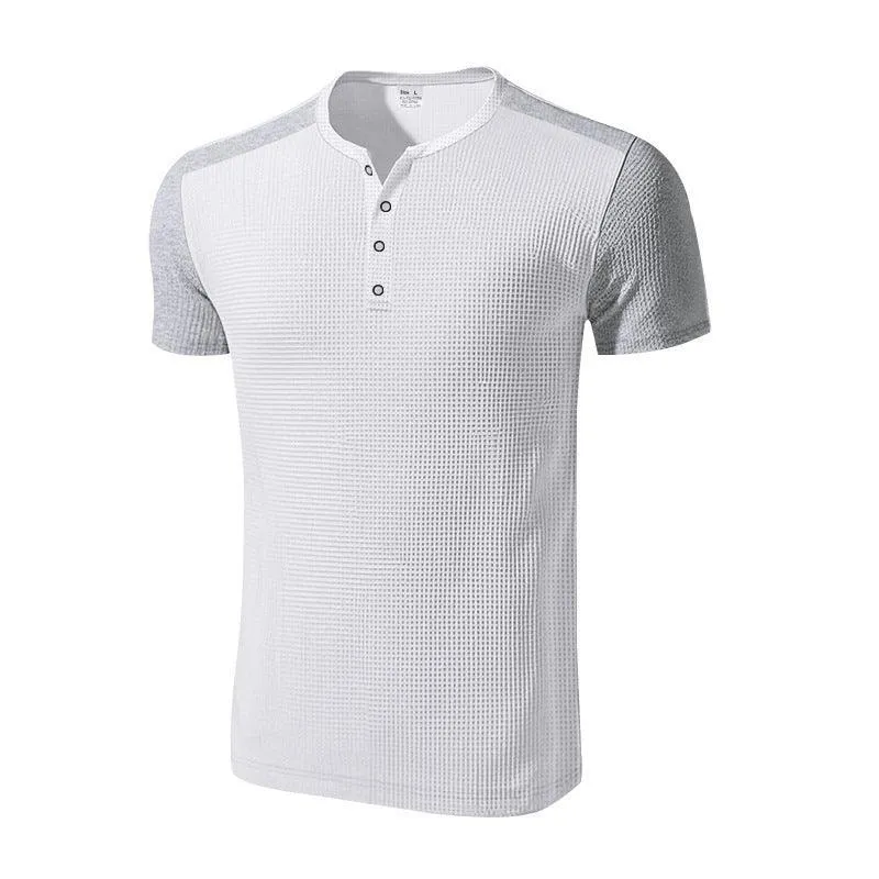 Men's Plus Size Solid Color Buttoned T-Shirts