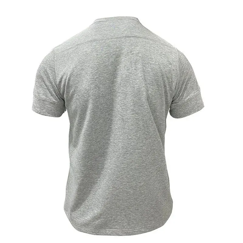 Men's Round Neck Short Sleeve Chest Pocket Polo Shirt