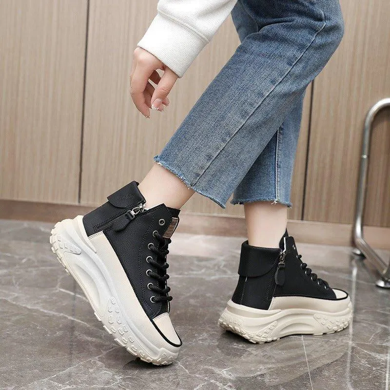 Women's Round Toe Height Increasing Shoes Casual Sneakers