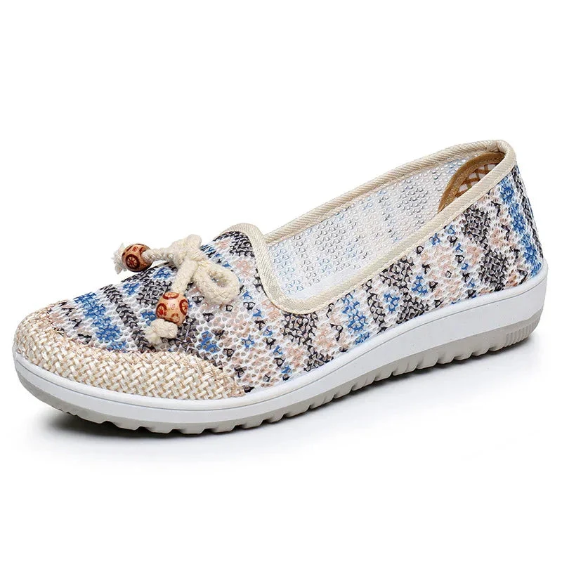Women's Soft-Soled Non-Slip Loafers Breathable Hollow Cloth Shoes