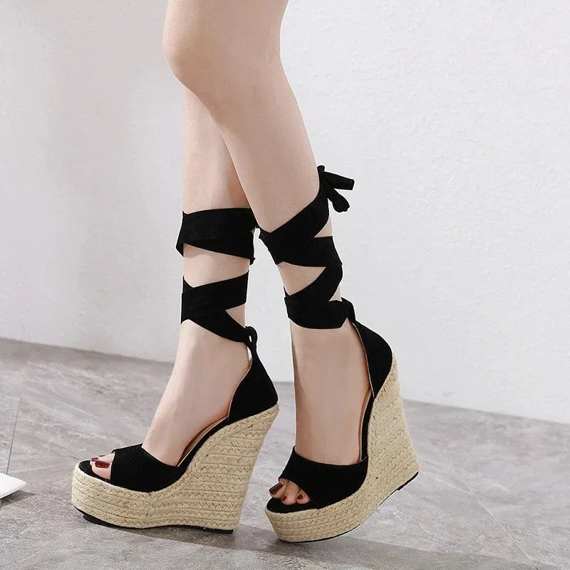 Sandals Women's Summer Slope With Hemp Rope Sole Platform Shoes