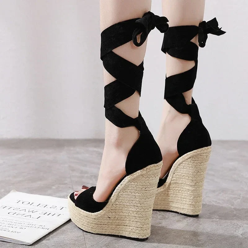 Sandals Women's Summer Slope With Hemp Rope Sole Platform Shoes