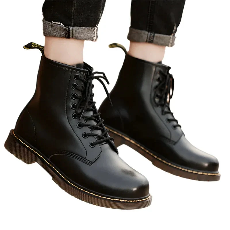 Men's High-Top Shoes British Style Tooling Leather Martin Boots