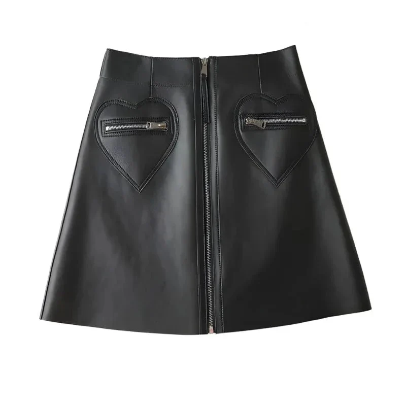 High Waist Thin Leather Skirt For Women
