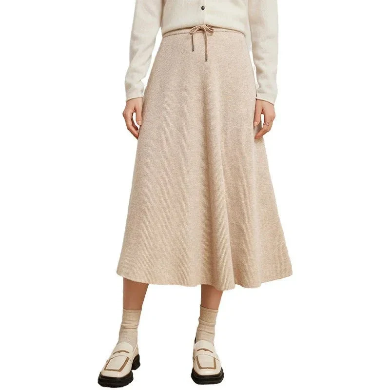 Long Fashionable Knitted Cashmere Skirt For Women