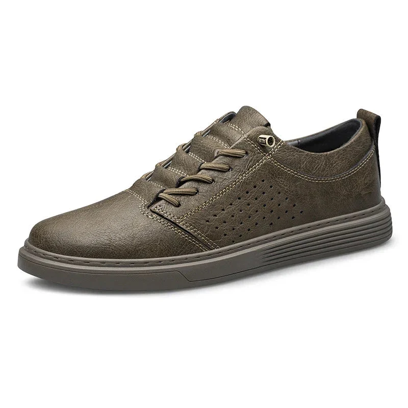 Hollow-Out Breathable Shoes Casual Spring And Summer Low-Top Cowhide Surface Fashion Sneakers