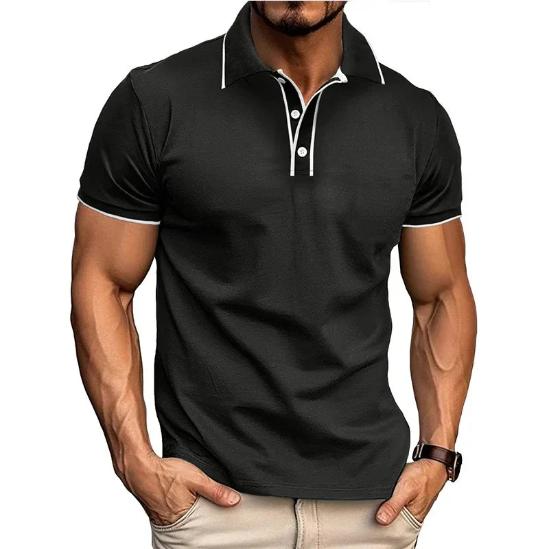 European And American Style Men's Clothing Short Sleeve Lapel Jacquard Shirt