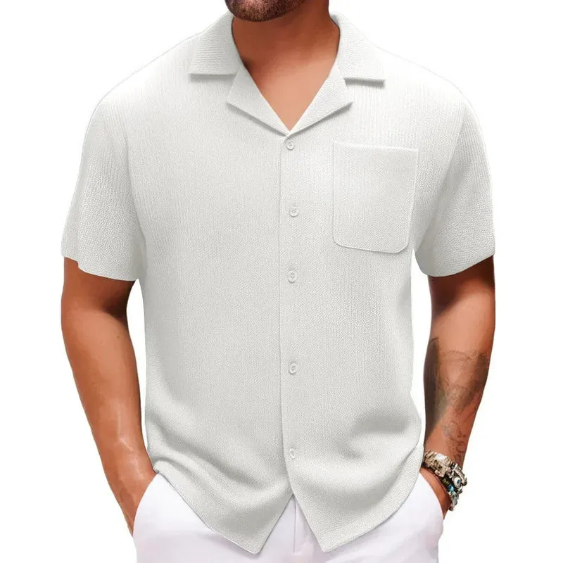 Men's Cuban Collar Short Sleeve Shirt Summer Vacation Style