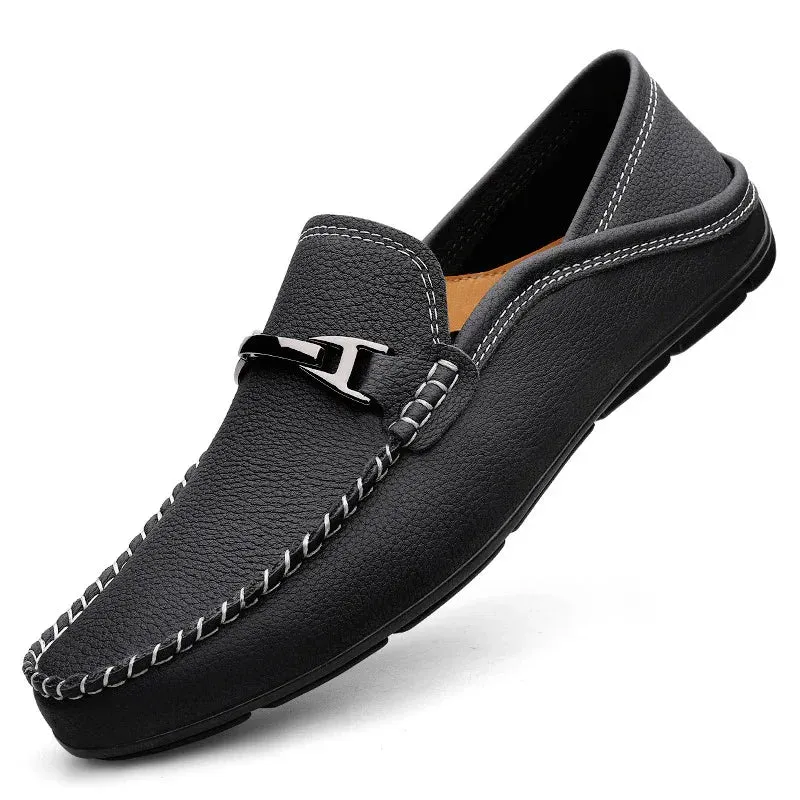Extra Large Casual Leather Shoes Widened Gommino Loafers