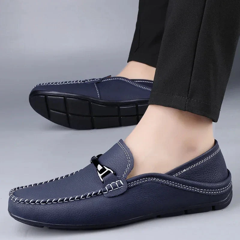 Extra Large Casual Leather Shoes Widened Gommino Loafers