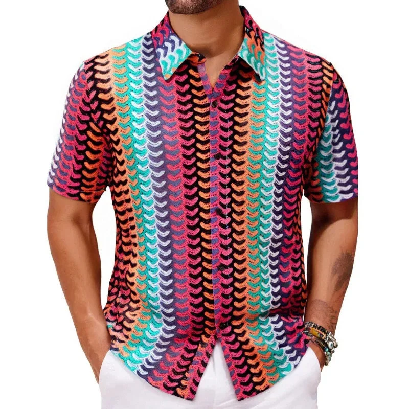 Colorful Breathable Short Sleeve Summer Shirt For Men