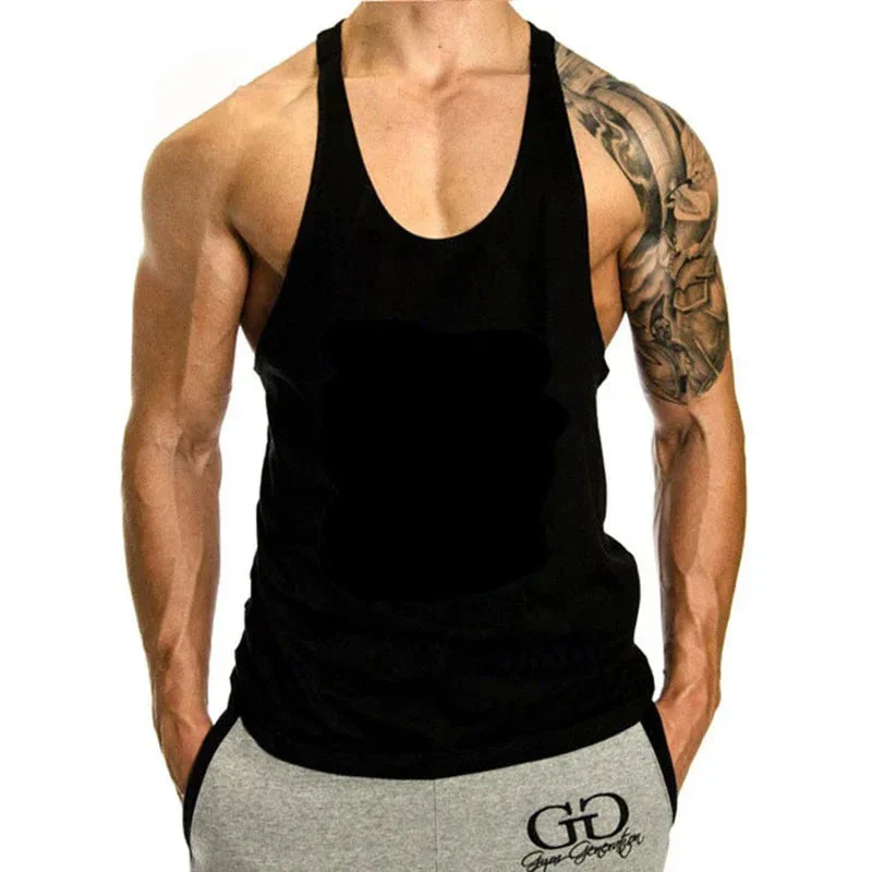 Gym Loose Leisure Muscle Sports Vest Men's I-Shaped Tank Top Breathable Sleeveless T-Shirt