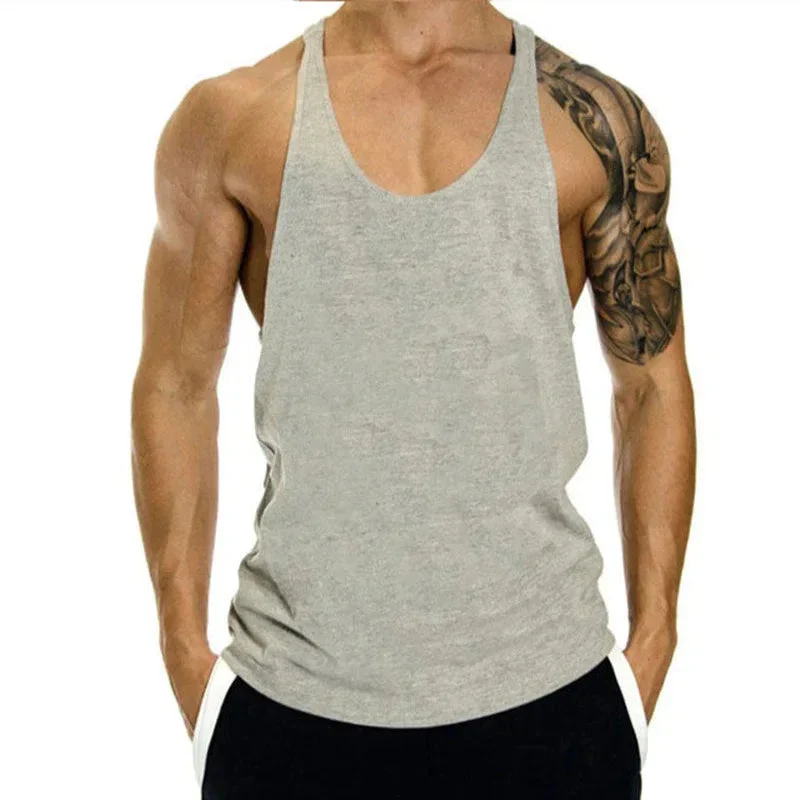 Gym Loose Leisure Muscle Sports Vest Men's I-Shaped Tank Top Breathable Sleeveless T-Shirt