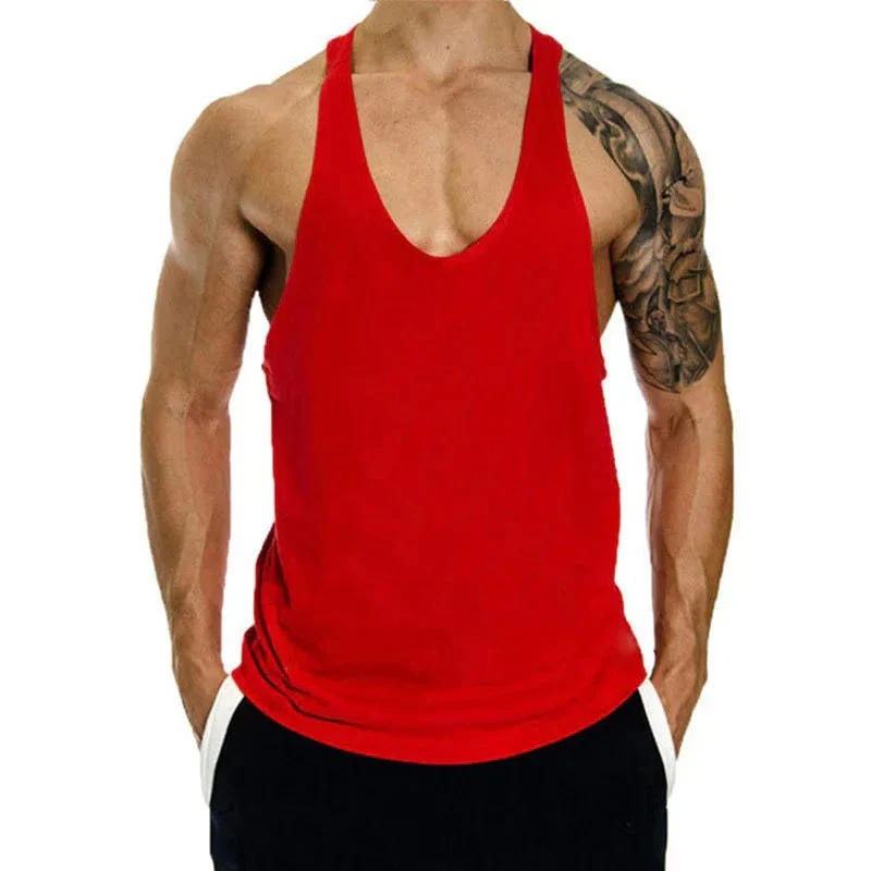 Gym Loose Leisure Muscle Sports Vest Men's I-Shaped Tank Top Breathable Sleeveless T-Shirt