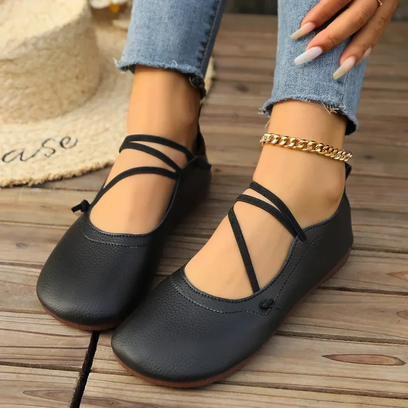 Fashion Square Toe Flats Shoes Shallow Slip-On Loafers Casual Cozy Shoes