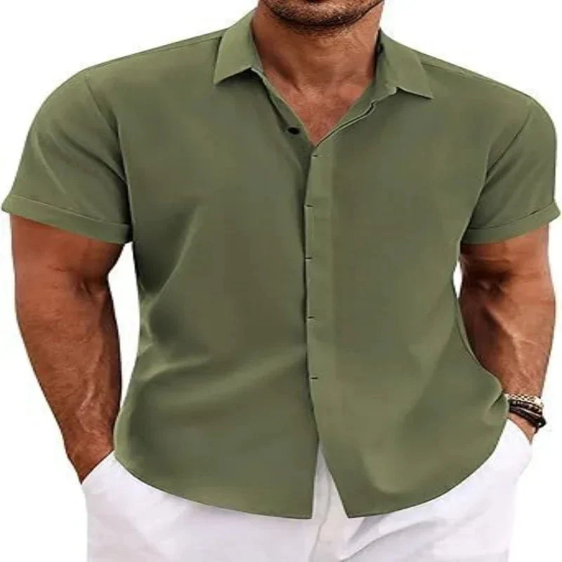 Men's Solid Color Short Sleeve Shirt