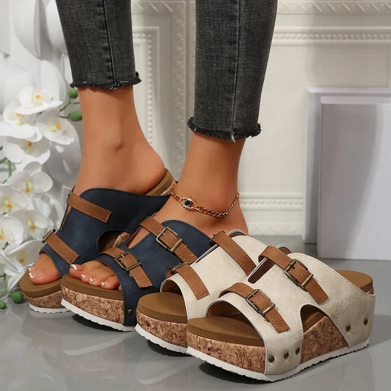 Women's High Heel Thick Sole Shoes Summer Beach Sandals