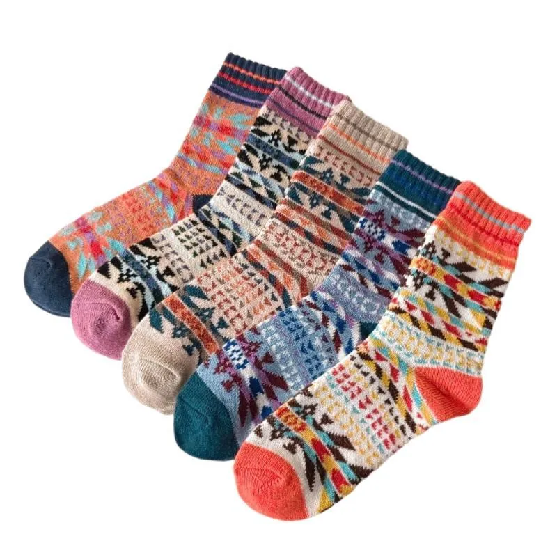 Thick Knitted Winter Wool Socks With Medium Tube