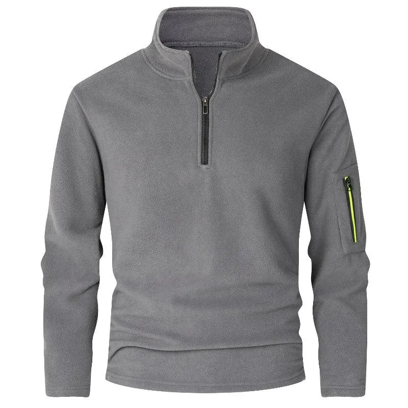 Casual Slim Fit Stand Collar Double-Sided Fleece Sweater For Men
