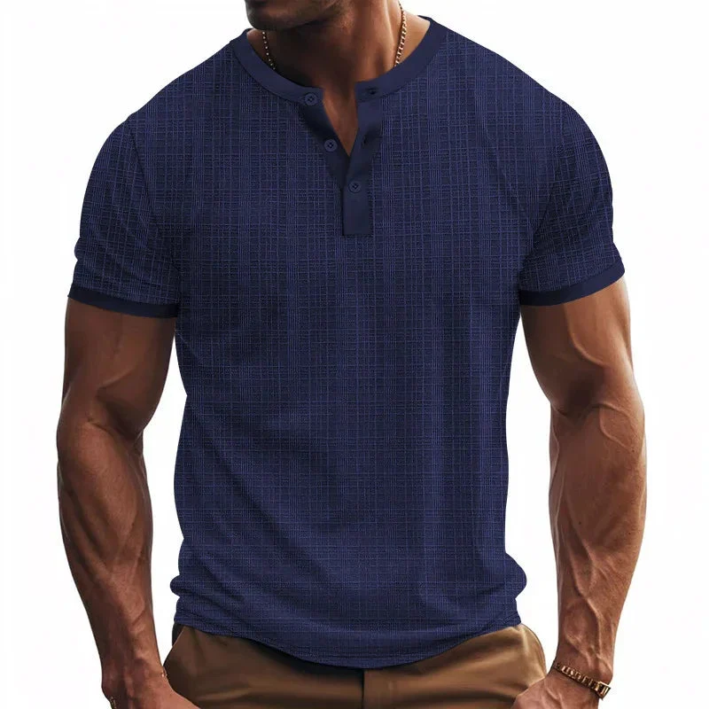 Breathable Men's Casual Buttoned Henley Shirt Top