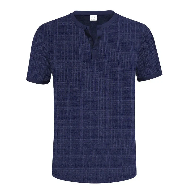 Breathable Men's Casual Buttoned Henley Shirt Top