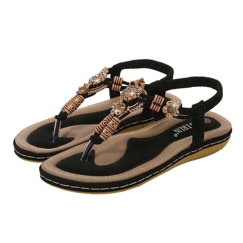 Women's Bead Woven Flat Bottom Casual Sandals