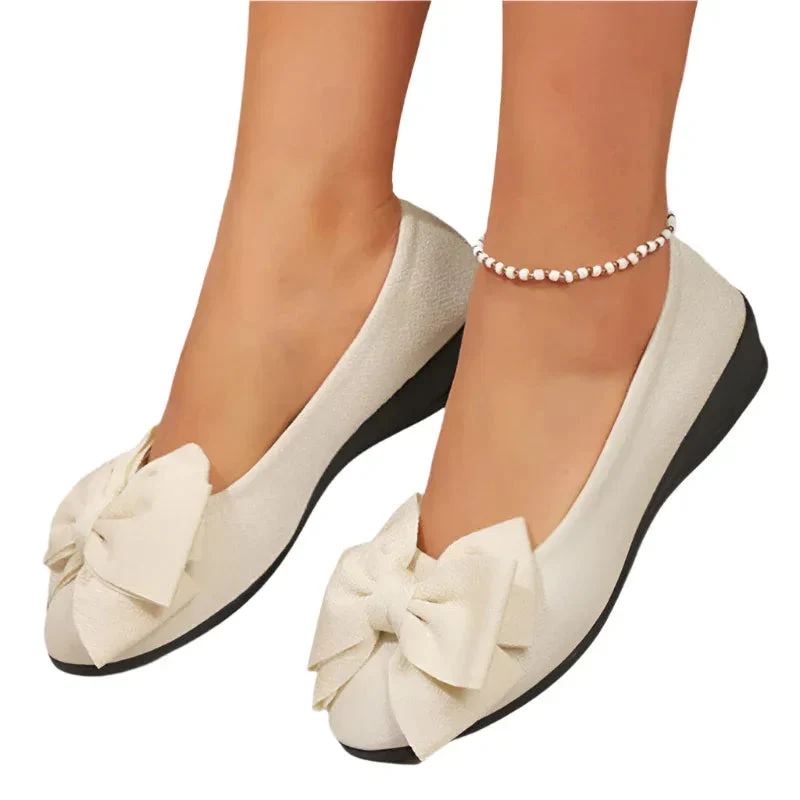 Bowknot Flats Shoes Fashion Casual Round Toe Slip-On Loafers For Women