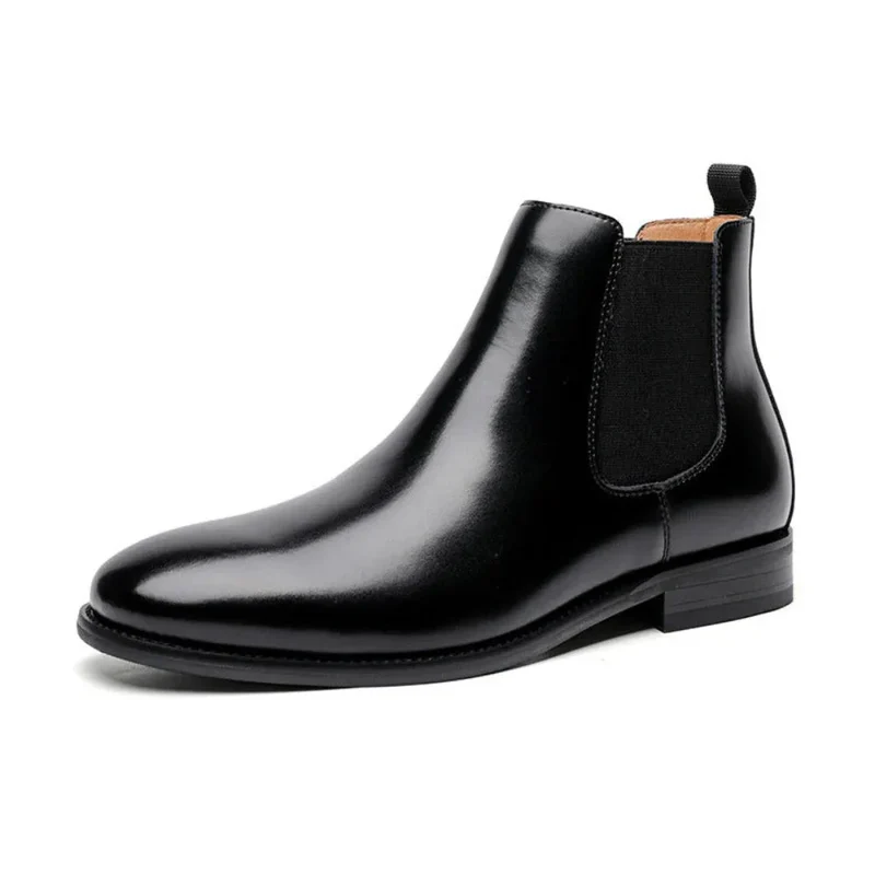 British Retro Chelsea Fleece-Lined Short Boots Men's Leather Shoes