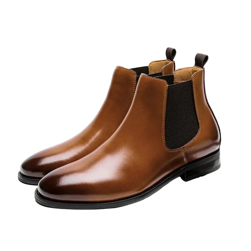 British Retro Chelsea Fleece-Lined Short Boots Men's Leather Shoes