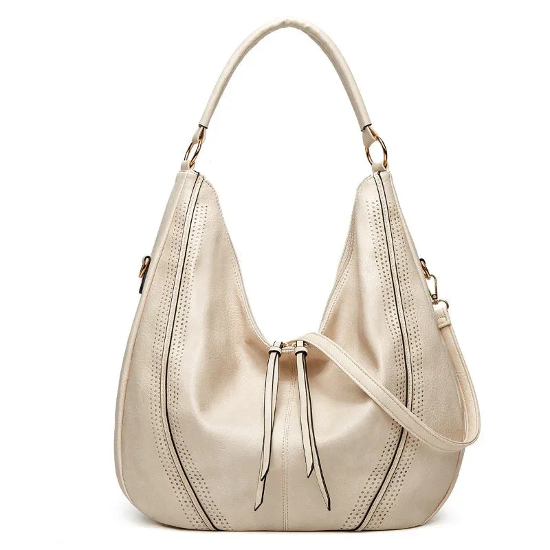 Trendy Retro Large Capacity Tote Shoulder Bag Tassel Hollow One-Shoulder Bag Women's Handbag