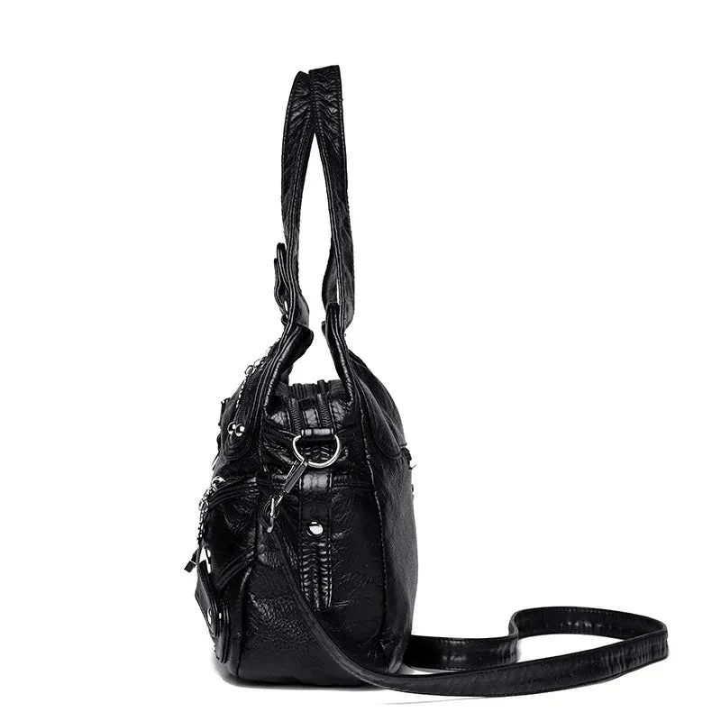 Women's Shoulder Bag Large Capacity Washed Leather Handbag