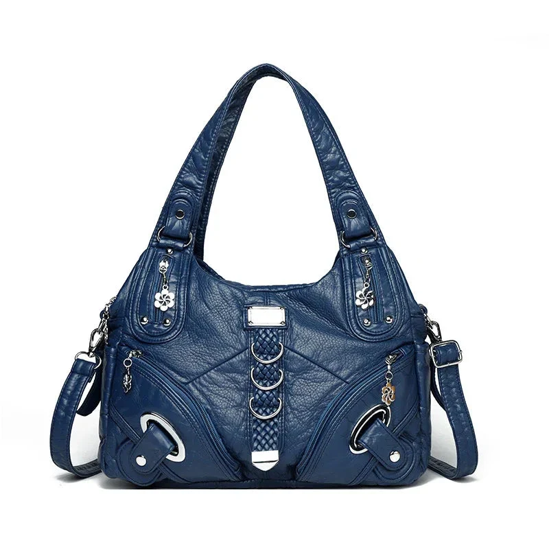 Women's Shoulder Bag Large Capacity Washed Leather Handbag
