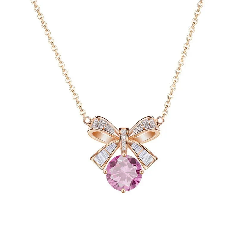 Lucky Bow Sterling Silver Necklace For Women