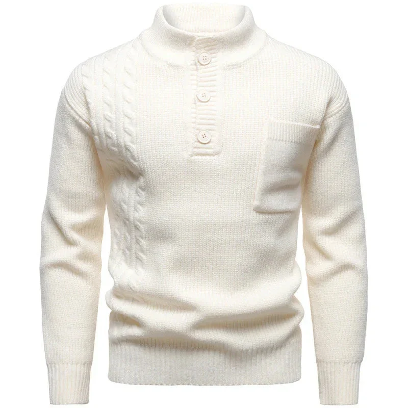 Men's Fashion British Henry Stand Collar Sweater