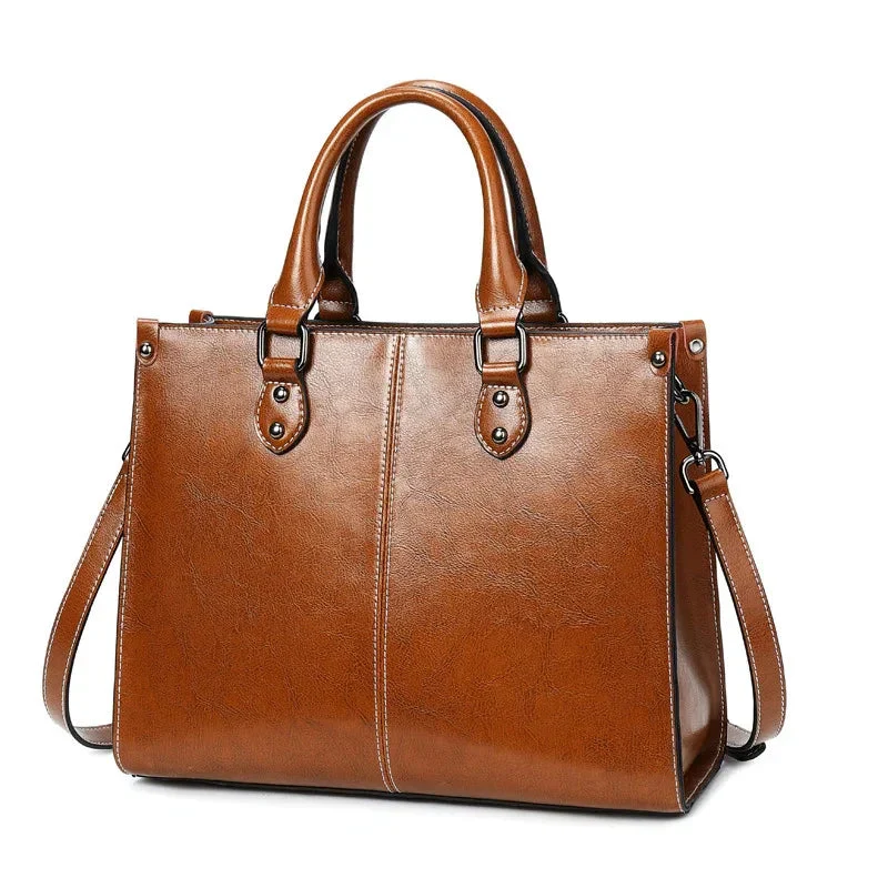 Women's Oil Waxed Leather Handbag