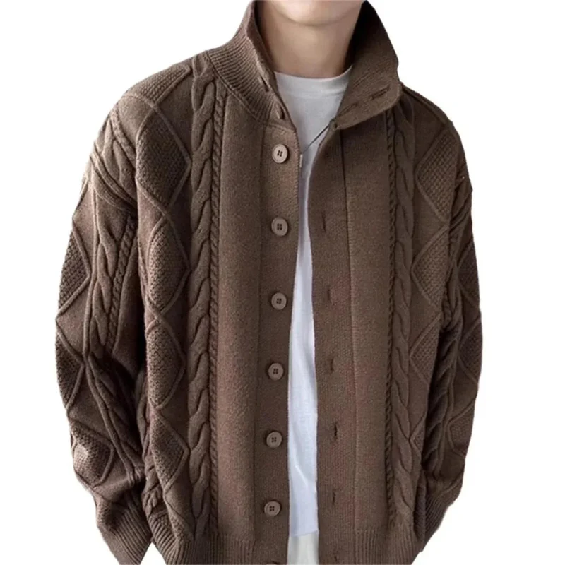 Solid Color Loose Fit Knitted Men's Sweater