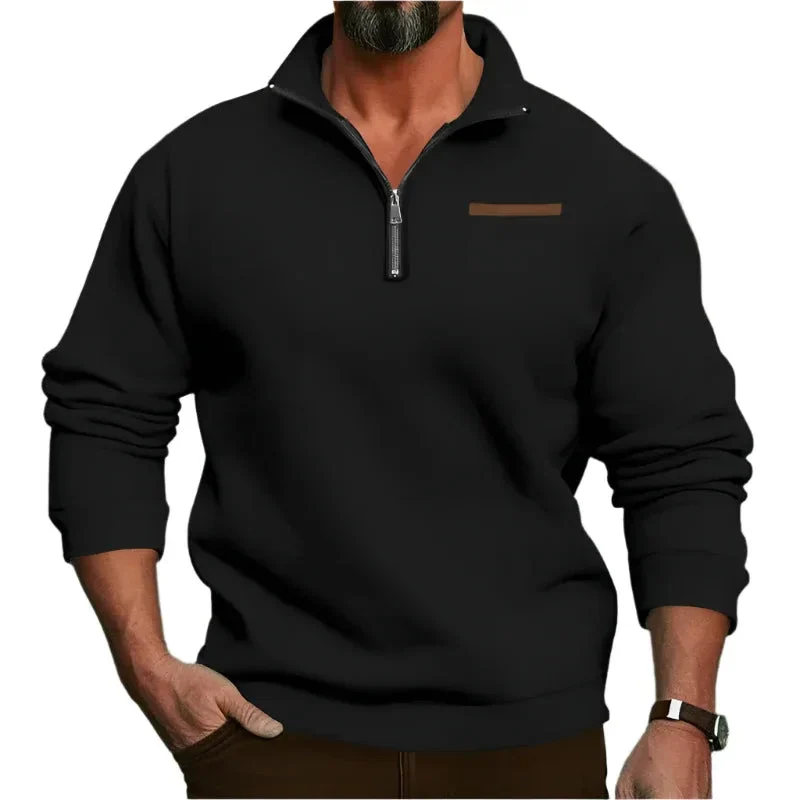 Fleece-Lined Standing Collar Sweater