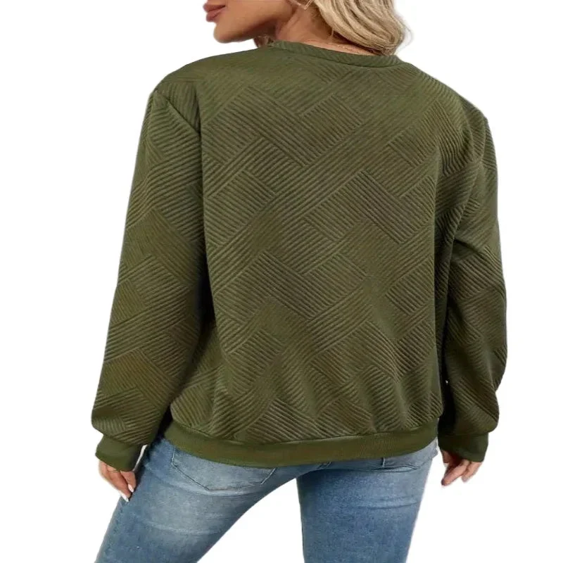 Women's Elegant Asymmetrical Hem Button-Front Long Sleeve Sweatshirt Sweaters
