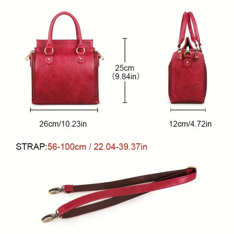 Elegant Genuine Leather Large Capacity Women's Handbag