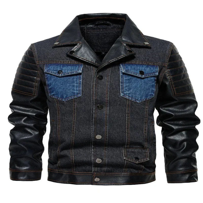 Men's Denim Patchwork Autumn Outerwear Jacket