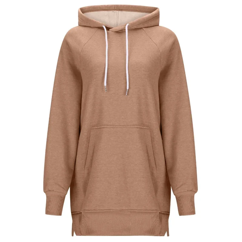 Women's Solid Color Split Shoulder Long Sleeve Hoodie
