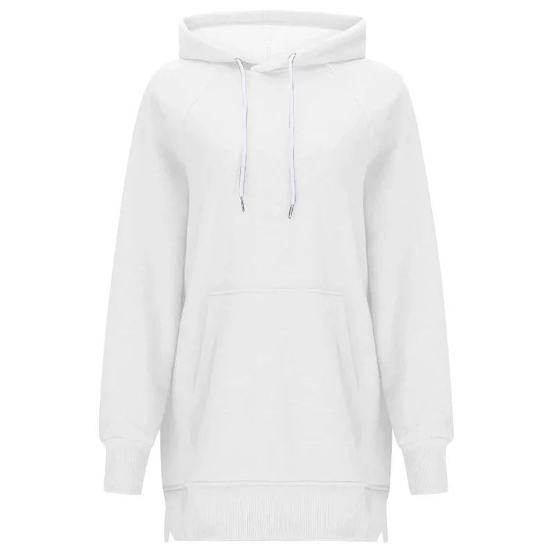 Women's Solid Color Split Shoulder Long Sleeve Hoodie