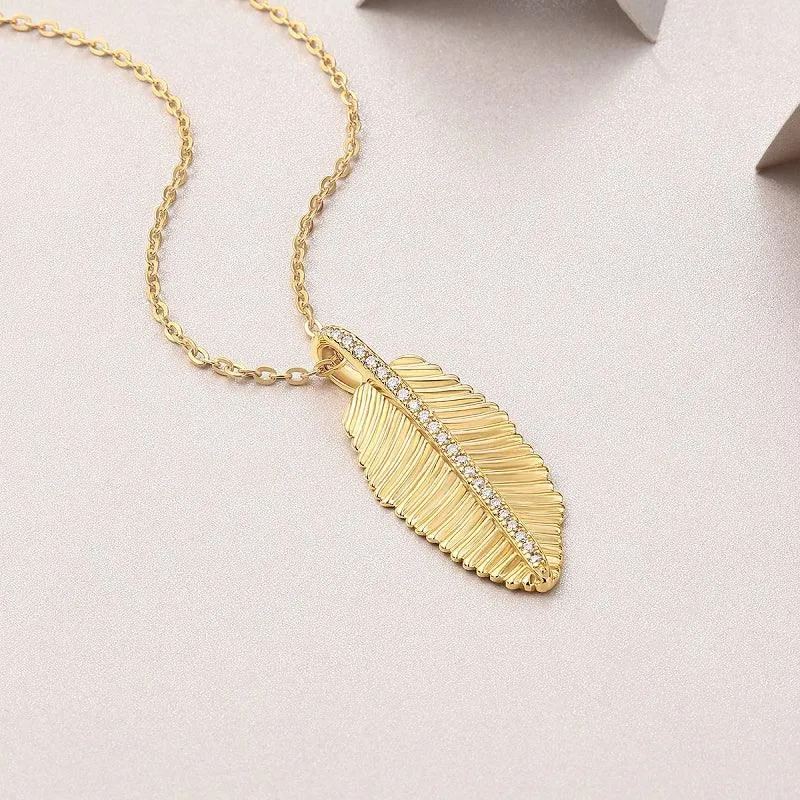 Top-Quality Moissanite Fallen Leaf Starlight Pendant SS925 Silver And Gold-Plated Necklace