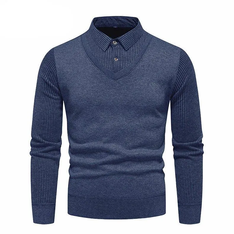 Men's Undershirt Slim Fit Fleece-Lined Two Pieces Sweaters