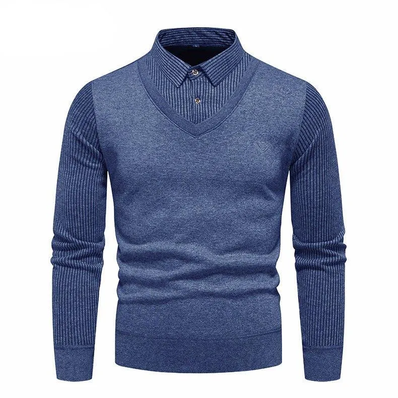Men's Undershirt Slim Fit Fleece-Lined Two Pieces Sweaters