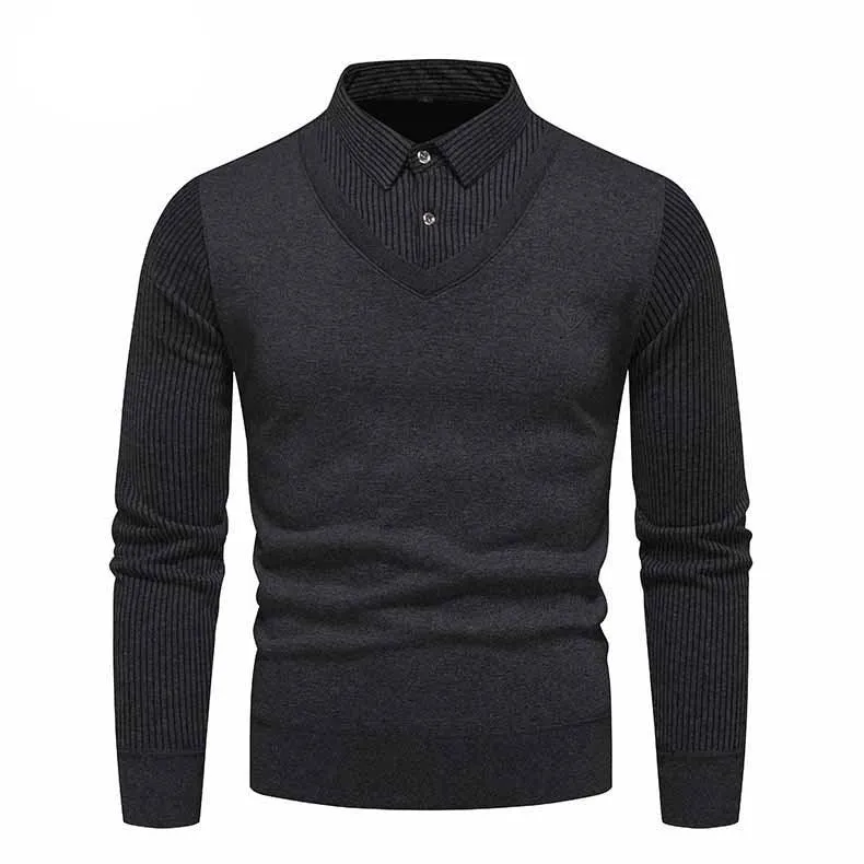 Men's Undershirt Slim Fit Fleece-Lined Two Pieces Sweaters