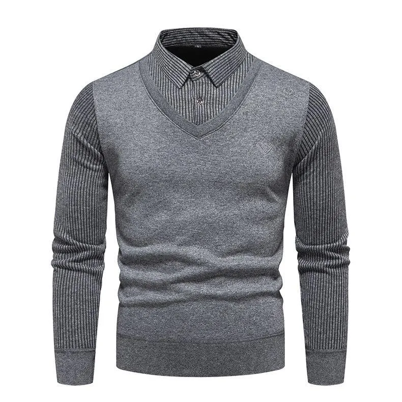 Men's Undershirt Slim Fit Fleece-Lined Two Pieces Sweaters