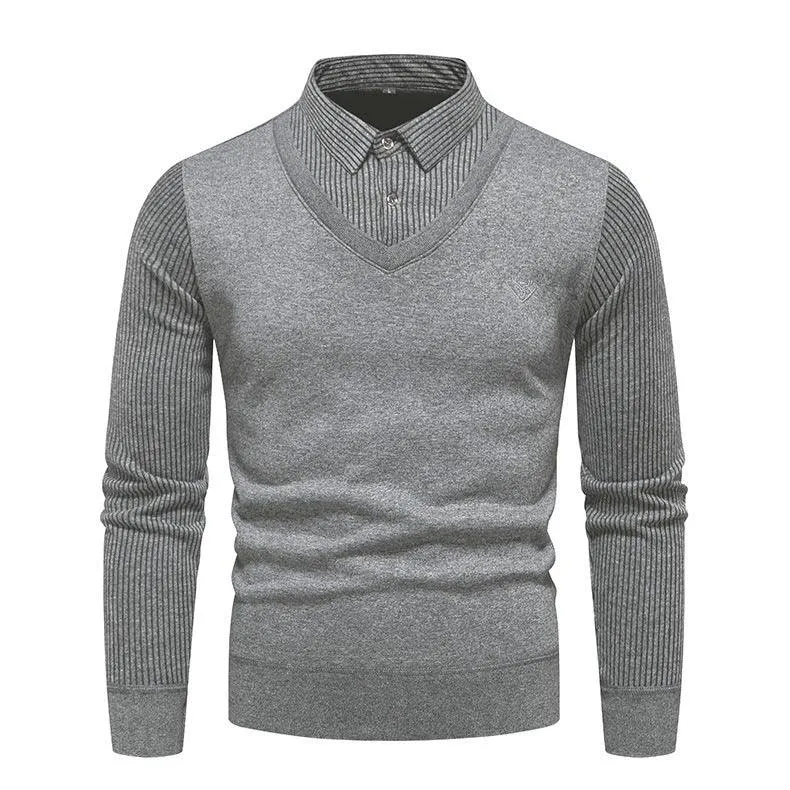 Men's Undershirt Slim Fit Fleece-Lined Two Pieces Sweaters