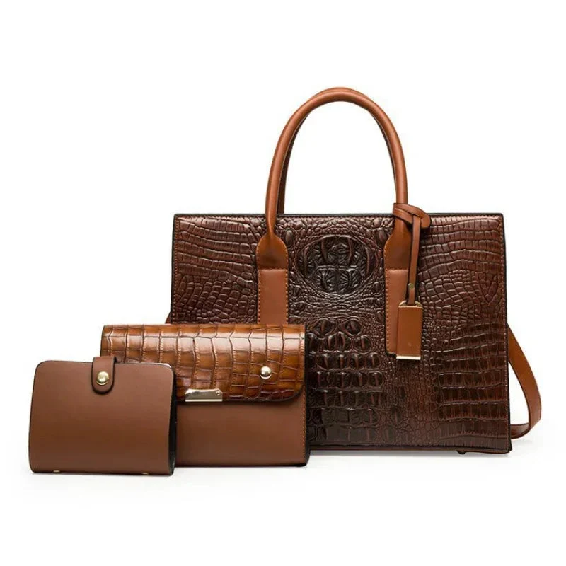 Women's Handbag PU Leather Shoulder Bag Three-Piece Set
