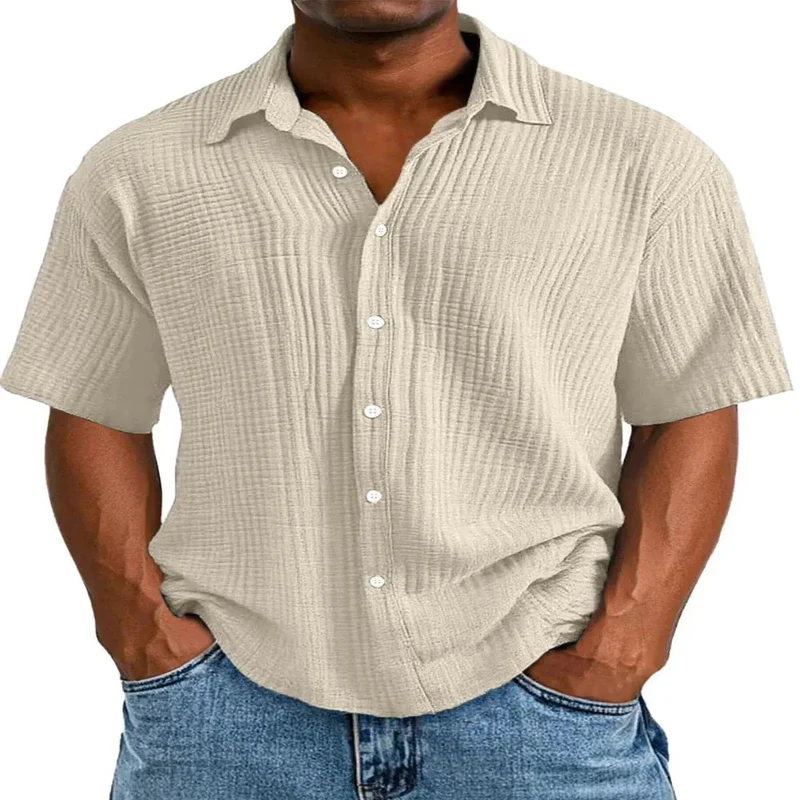 Spring And Summer Men's Short-Sleeve Lapel Shirt
